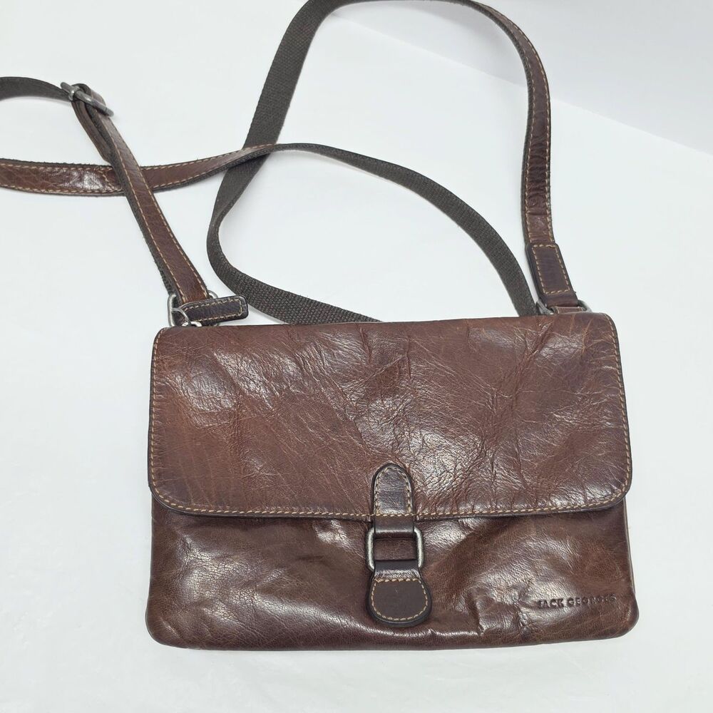 Jack Georges Voyager Brown Buffalo Leather Crossbody Bag Purse Boho Travel